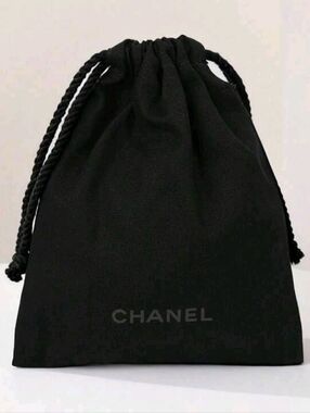CHANEL Black Drawstring Jewelry Pouch